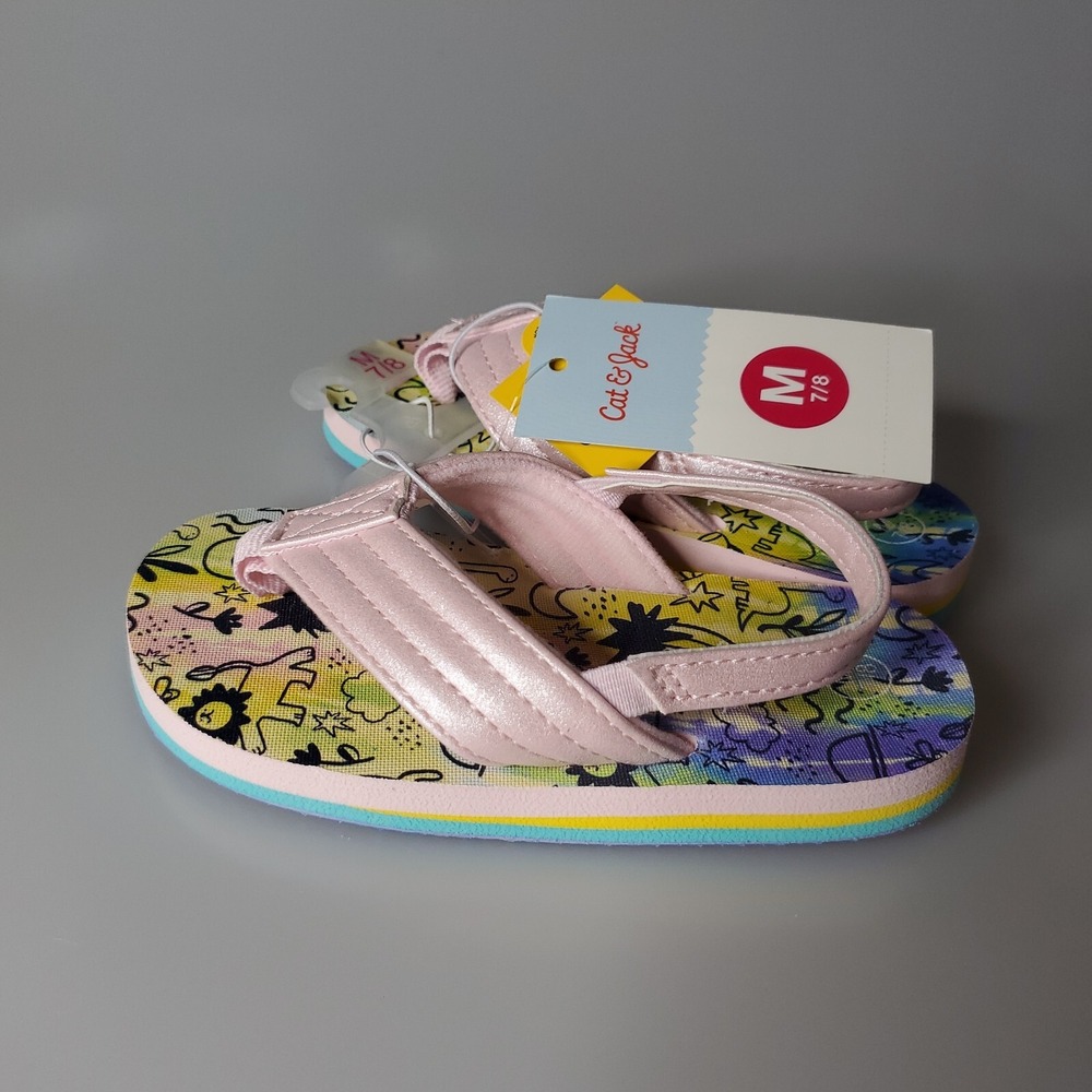 Cat & Jack toddler Shawn Slip-On Flip Flop‎ Sandals Jungle Pink M 7/8